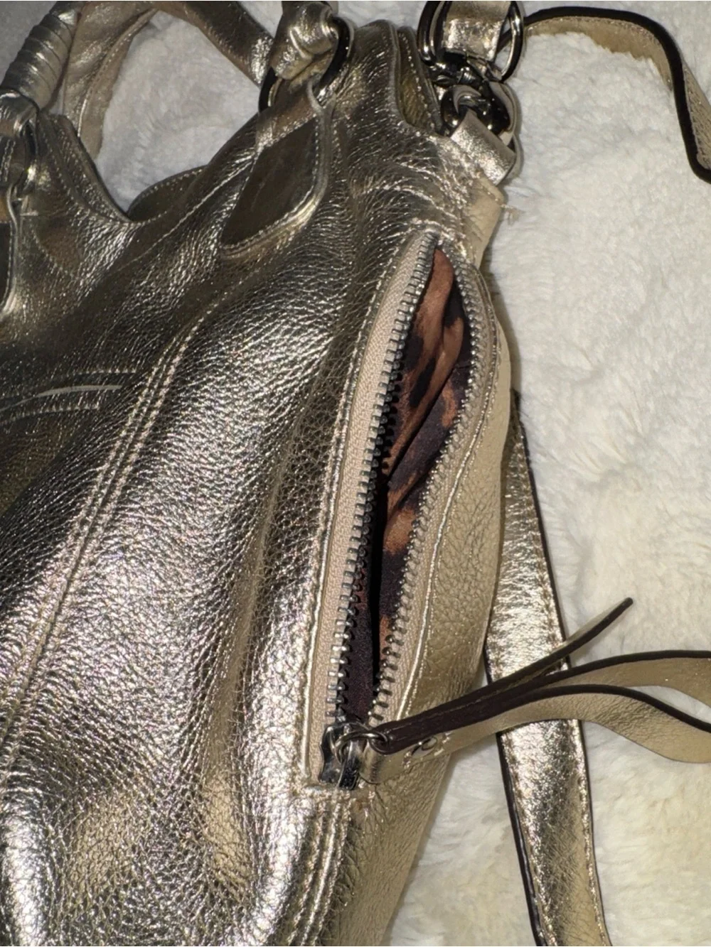 b. makowsky Metallic Gold Leather Shoulder Bag